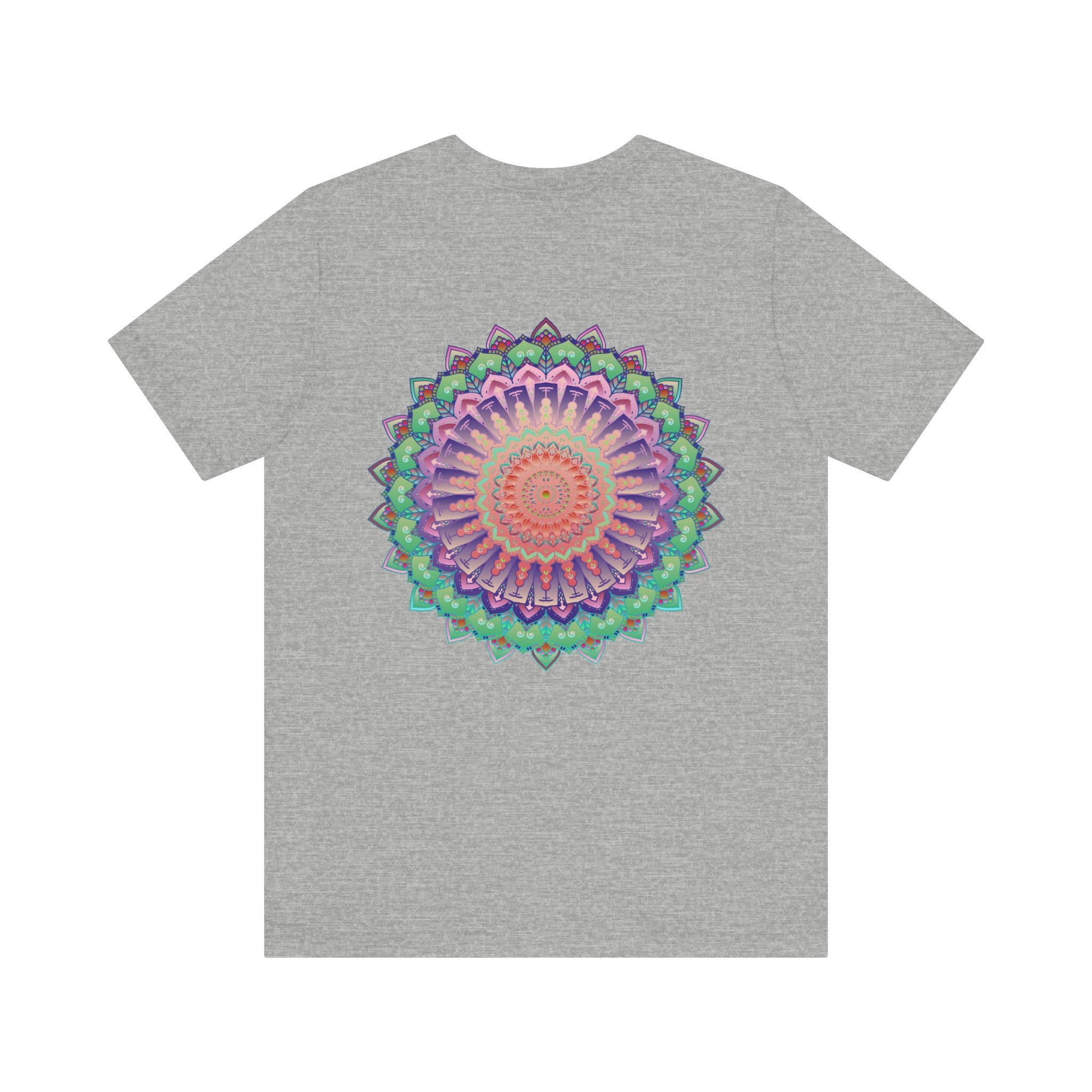 Colorful Mandala Tee representing spiritual peace and harmony, promoting positivity and balance in life