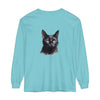 Black Cat Watercolor Unisex Long Sleeve T-Shirt with vibrant, hand-painted feline design