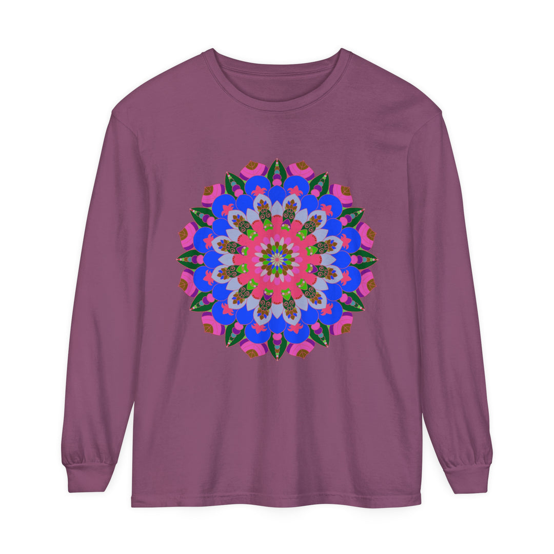 Colorful Mandala Long Sleeve T-Shirt with Bohemian Pattern