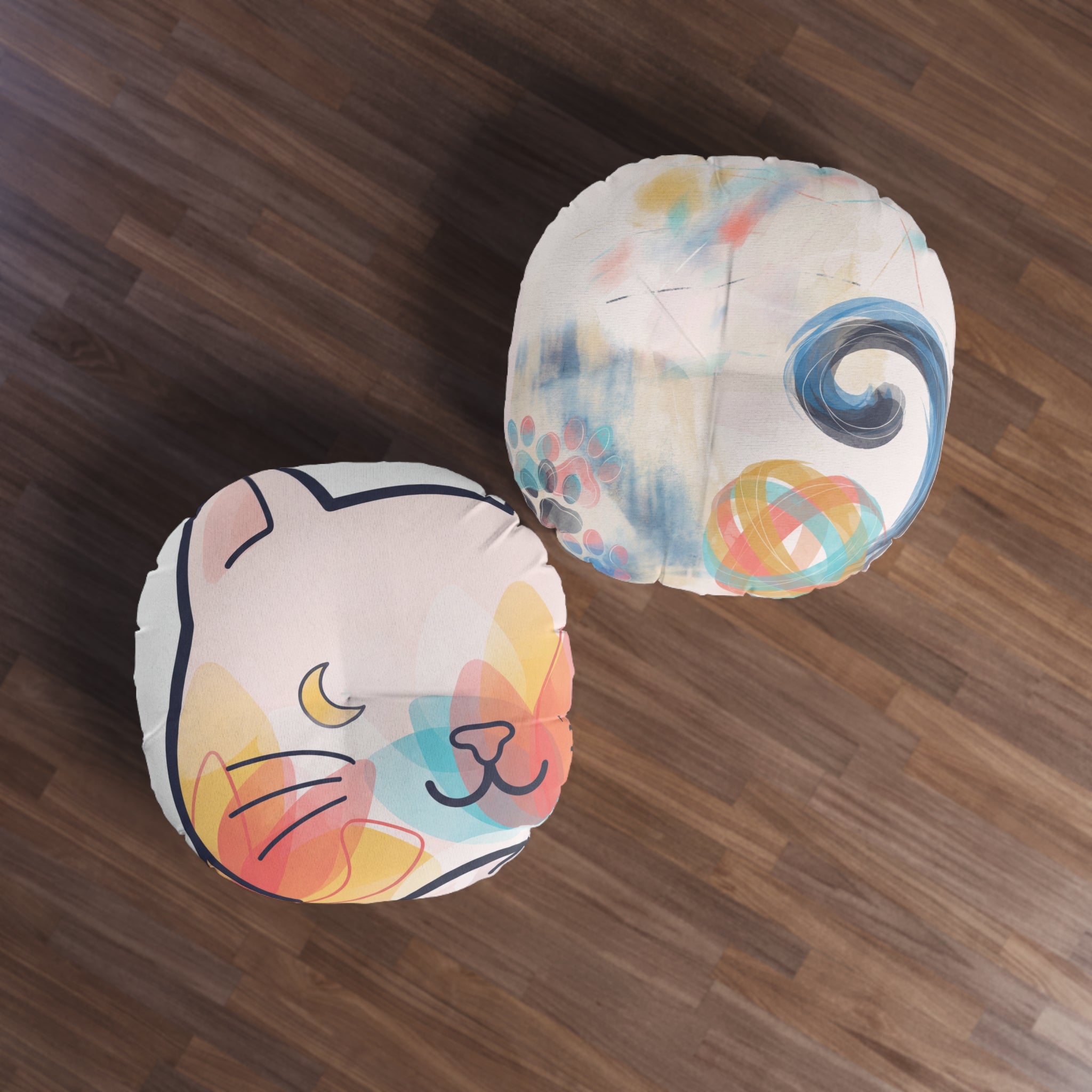 Dreamy Double-Exposure Cat Floor Pillow