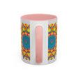 Colorful floral design mandala art mug with vibrant, intricate patterns