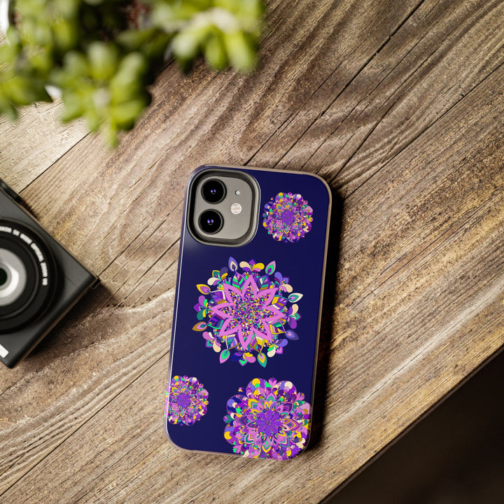 Hand Drawn Mandala Art Purple Shades Phone Case - Durable and Shock Absorbent, featuring intricate mandala design in shades of purple, providing stylish protection for your phone