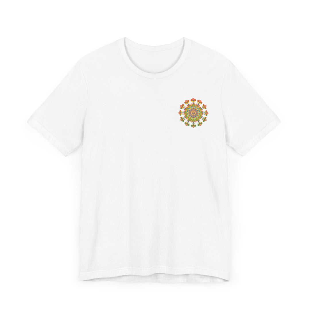 Close-up of Mandala Peace & Harmony T-Shirt's spiritual symbols