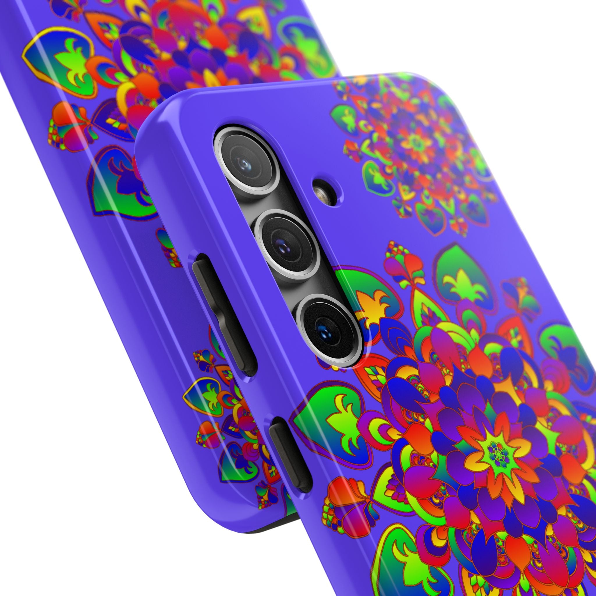 Colorful hand-drawn mandala rainbow design phone case for ultimate protection