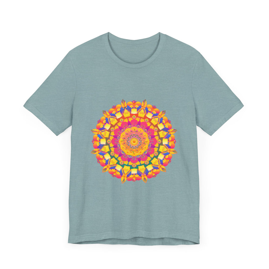 Vibrant and detailed mandala tee with intricate and colorful pattern design