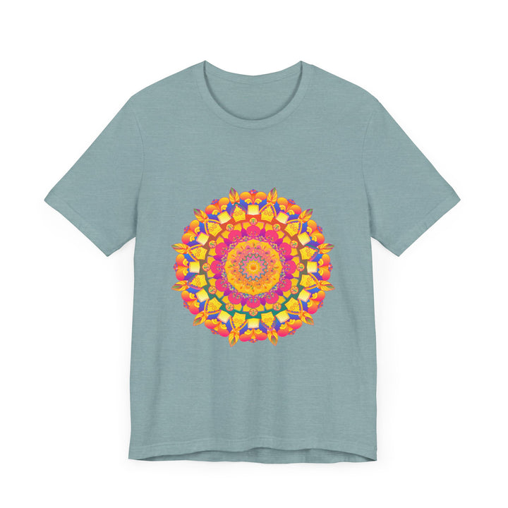 Vibrant and detailed mandala tee with intricate and colorful pattern design