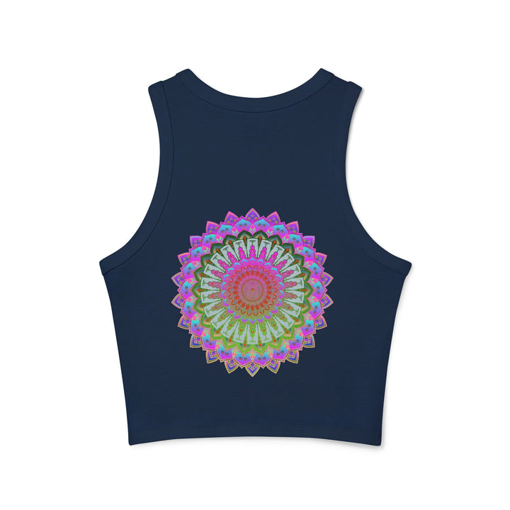 Vibrant Mandala Racerback Tank Top featuring a unique and artistic design