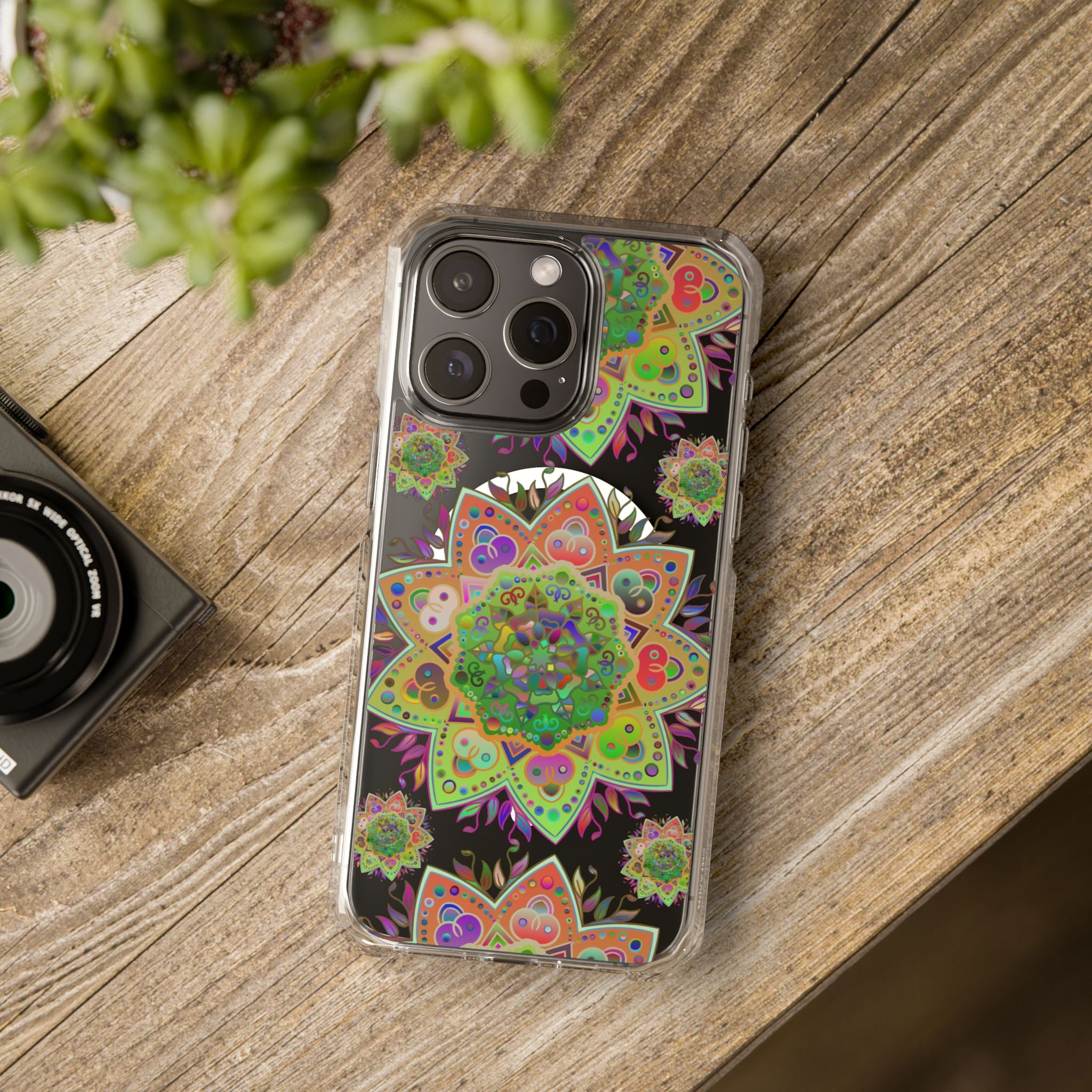 Gorgeous Mandala MagSafe®-Compatible iPhone 14/15 Impact Case with intricate design and reliable impact resistance