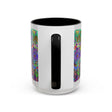 Colorful and intricate mandala art design on ceramic mug with handle