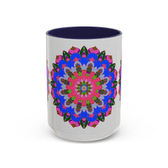 Close-up of a vibrant and detailed mandala mug
