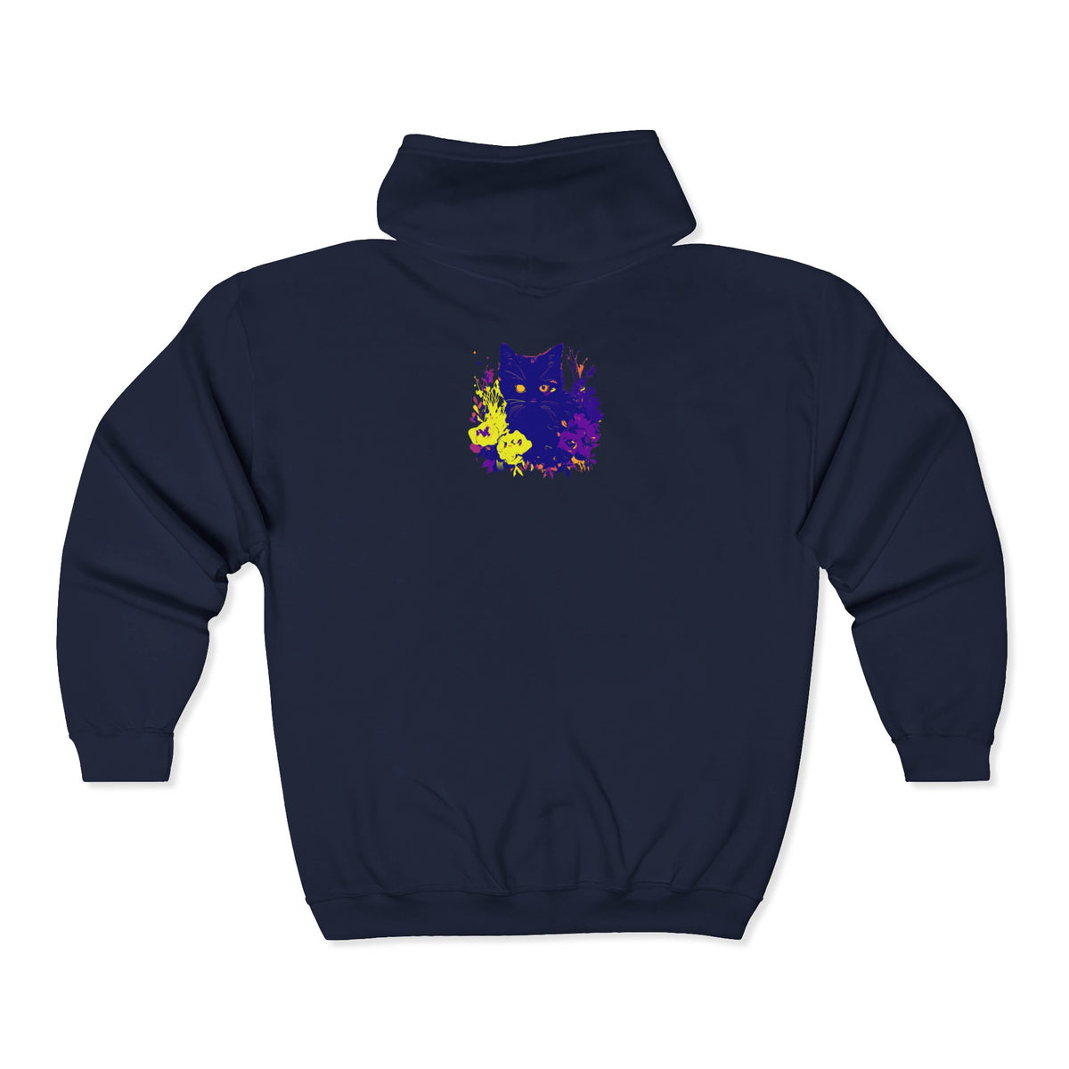 Schwarzer Katzen-Aquarell-Kapuzenpullover - Mystisches Haustier-Design