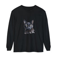 Black Cat Watercolor Long Sleeve T-Shirt featuring a mystical design