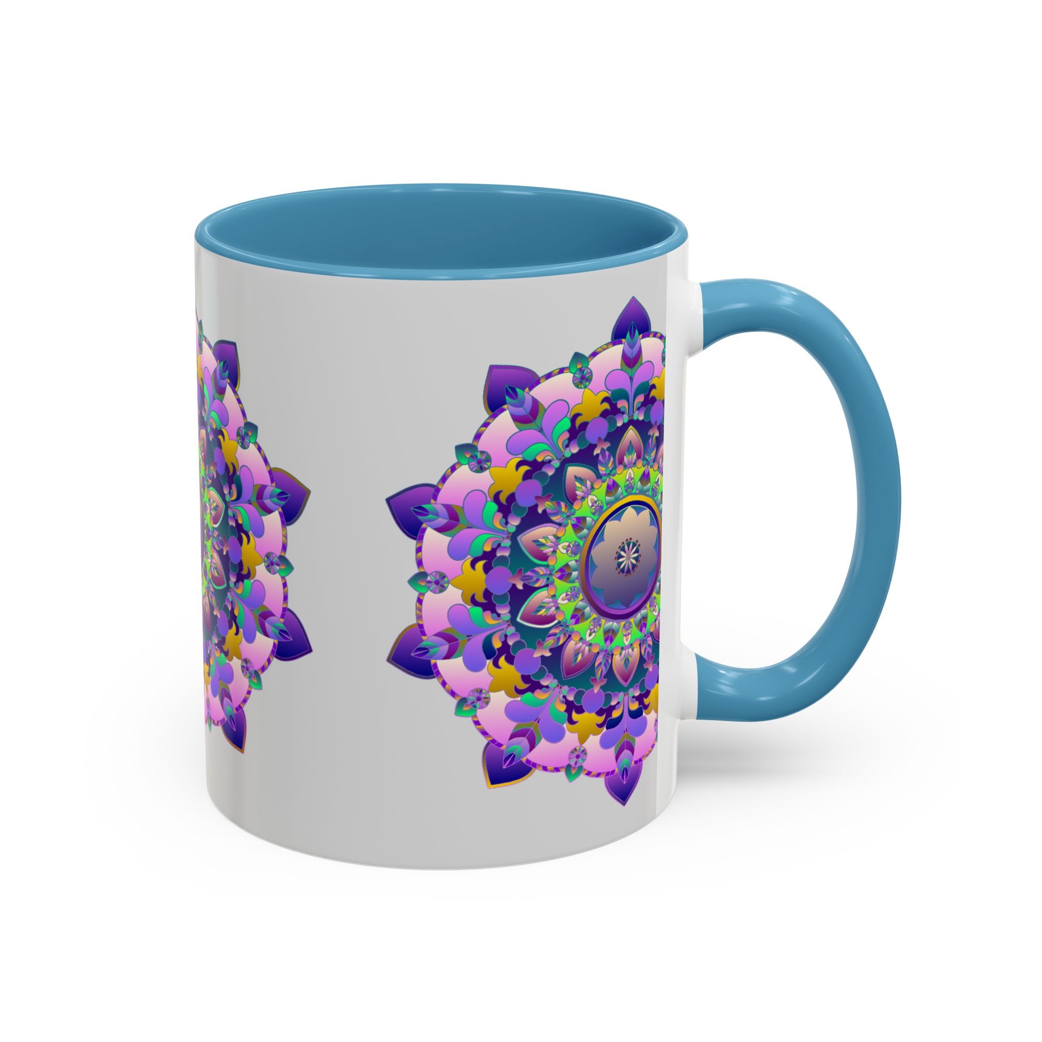 Colorful floral mandala art design ceramic mug for coffee and tea