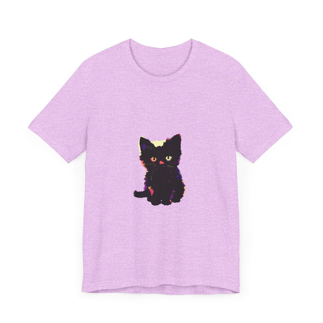 Adorable black cat graphic tee with a cute feline design