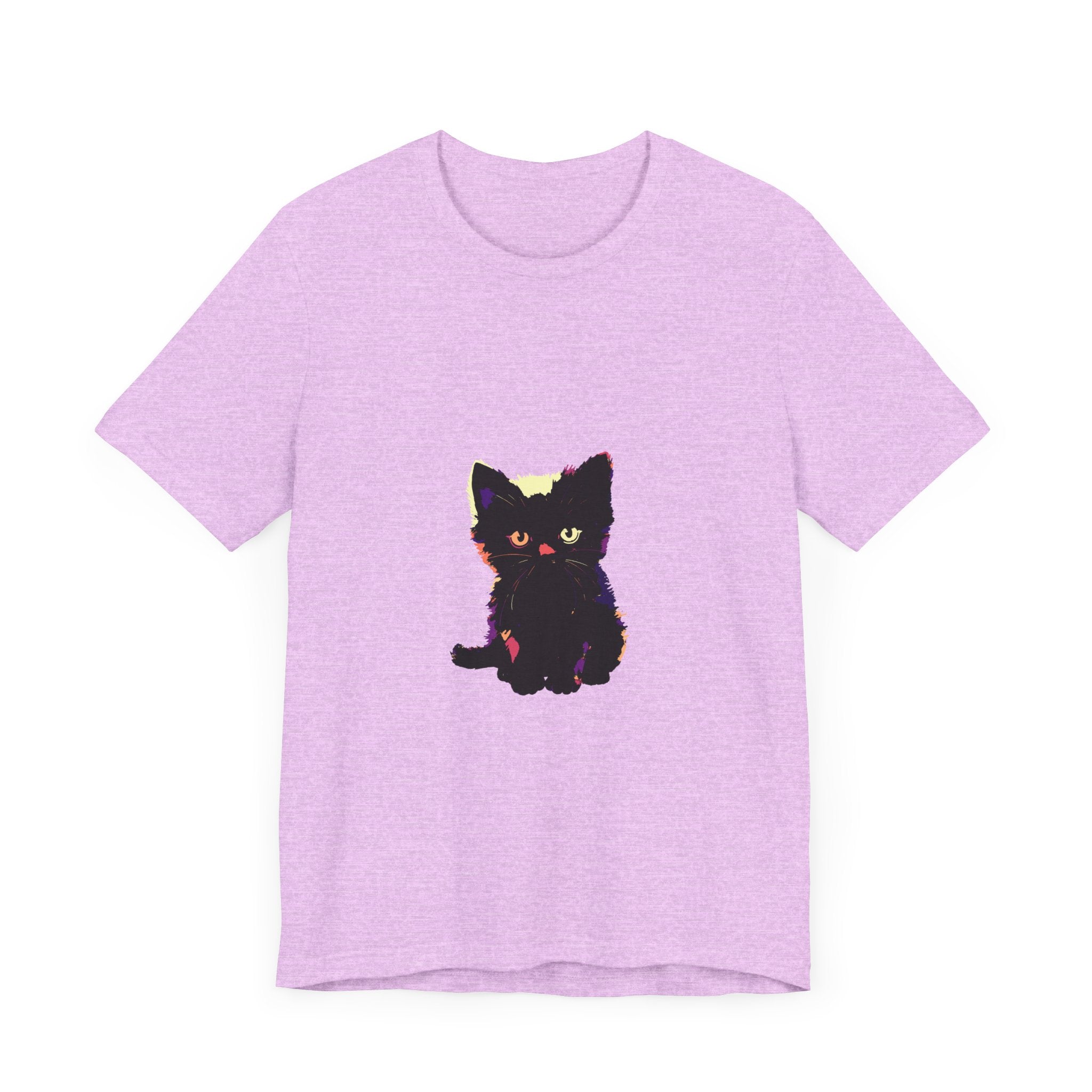 Adorable black cat graphic tee with a cute feline design