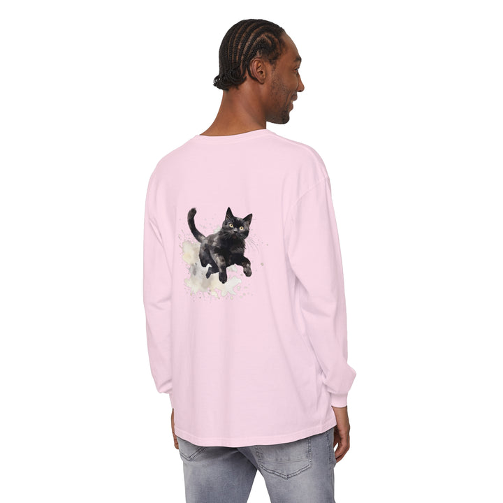 Black Cat Watercolor Splash T-Shirt featuring a vibrant and artistic feline design