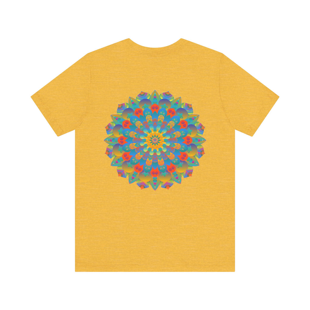 Colorful psychedelic mandala t-shirt featuring intricate spiritual design for peaceful vibes