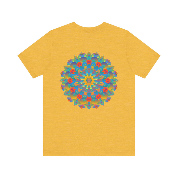 Colorful psychedelic mandala t-shirt featuring intricate spiritual design for peaceful vibes