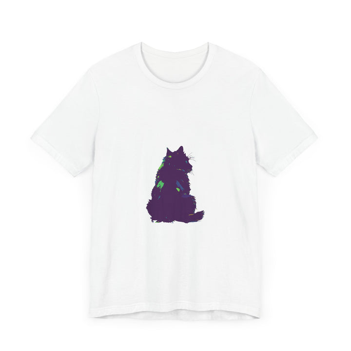 Black Cat Mystery - Colorful Silhouette T-Shirt featuring a vibrant and eye-catching design of a mysterious black cat against a colorful background