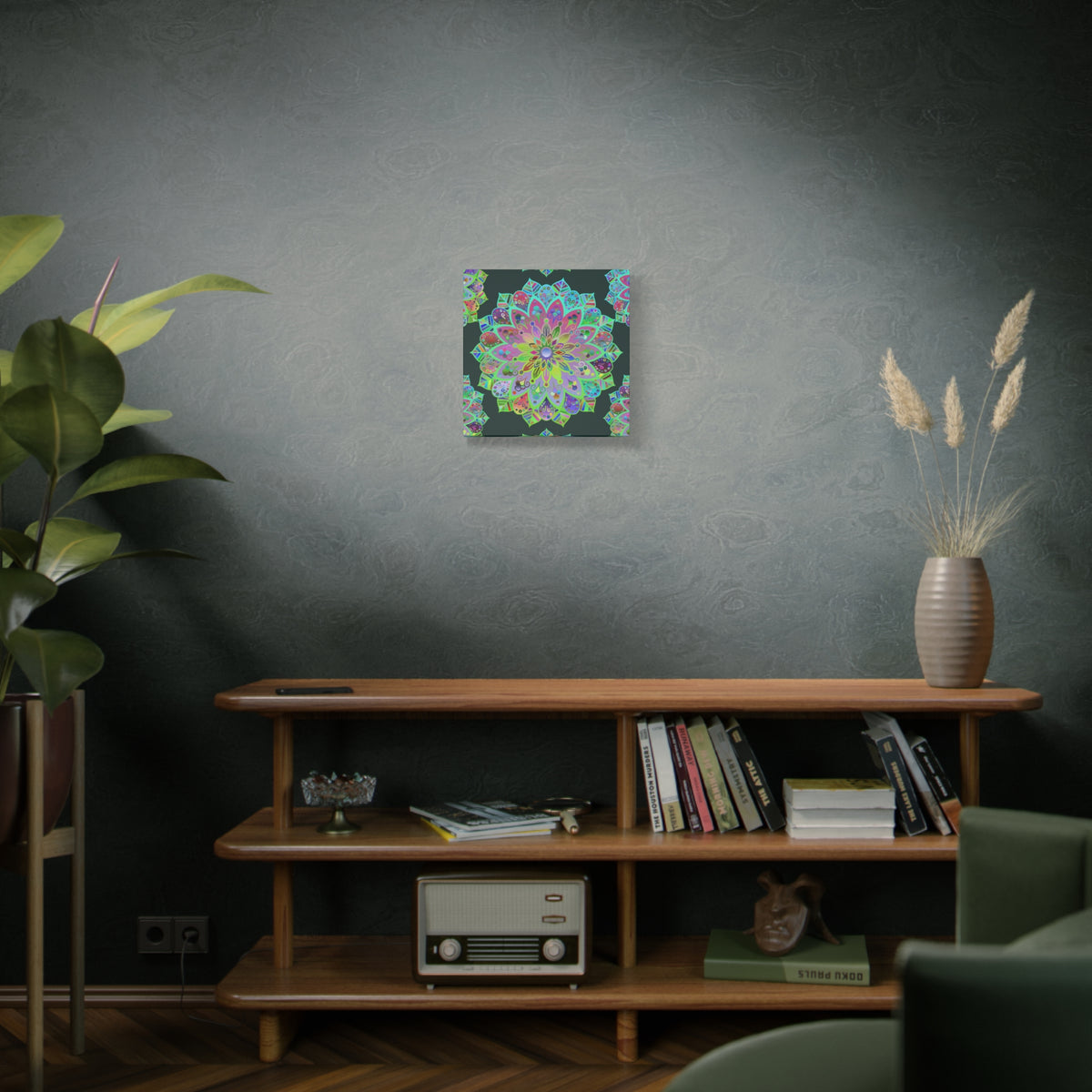 Vibrant Mandala Matte Canvas Wall Art — Colorful Floral Boho Stretched Print