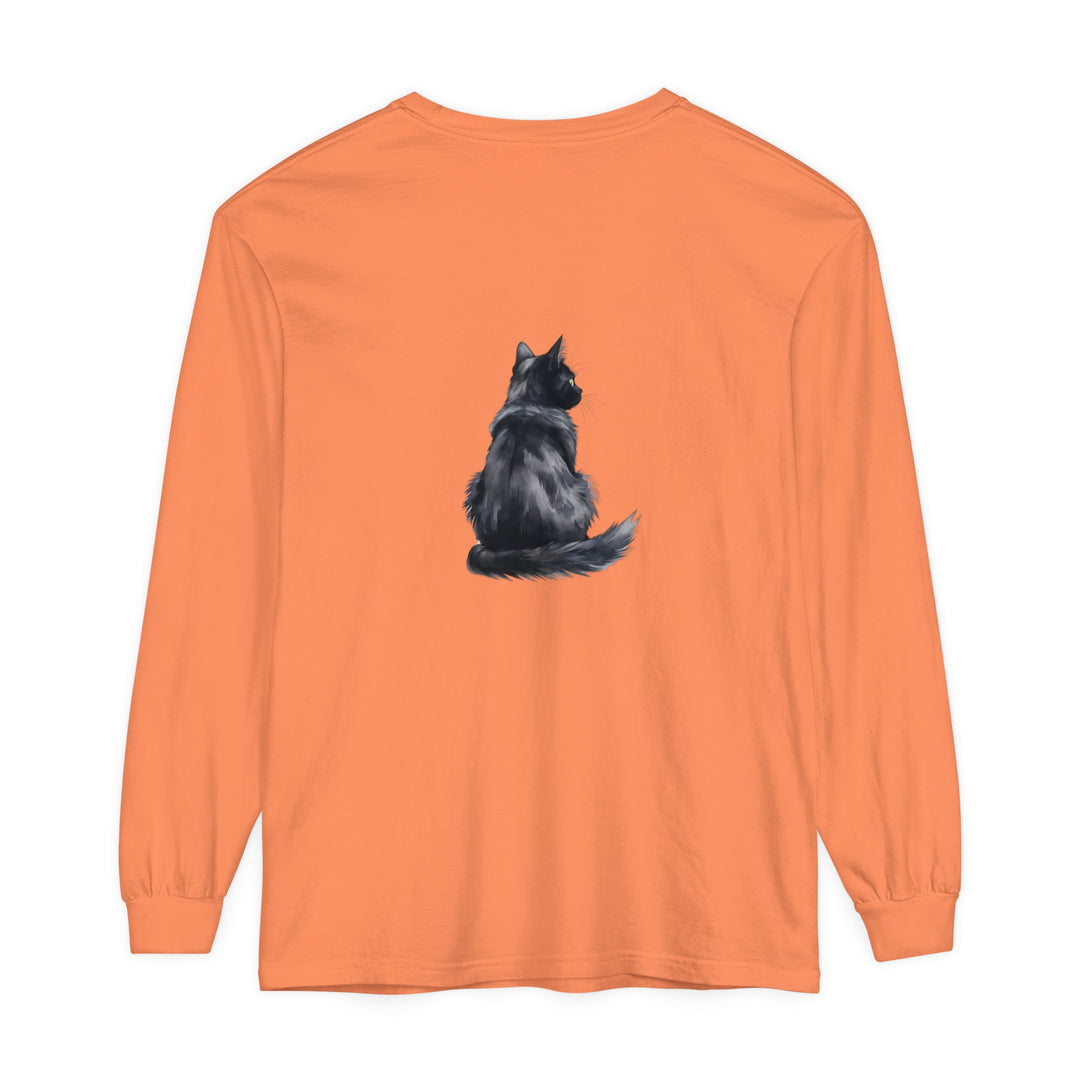 Black Cat Watercolor Long Sleeve T-Shirt - stylish, comfortable, and unique design