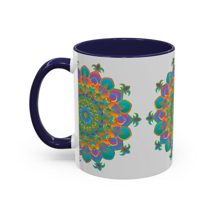 Colorful mandala art mug with intricate design featuring vibrant patterns