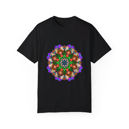 Unisex Mandala T-Shirt made of 100% Ring-Spun Cotton with Hand-Drawn Mandala Art, Garment-Dyed for Extra Comfort