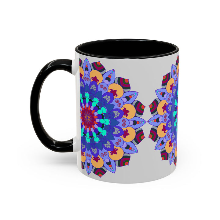 A colorful and symmetrical mandala art mug, perfect for art enthusiasts