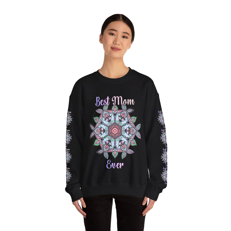 Mandala Art Crewneck Sweatshirt Celebrating Moms in Soft Hues
