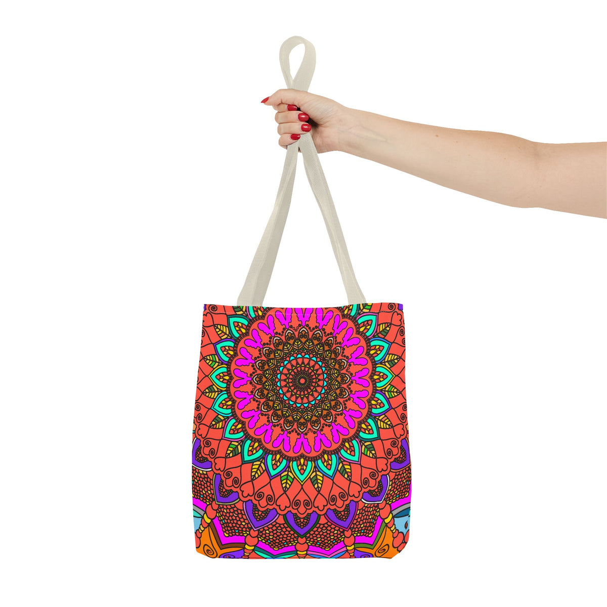 Colorful Mandala Tote Bag – Boho Psychedelic All-Over Print