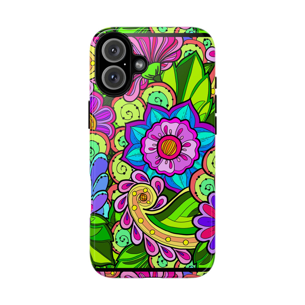 Floral Fantasy iPhone and Google Pixel Case in Bright Green Palette