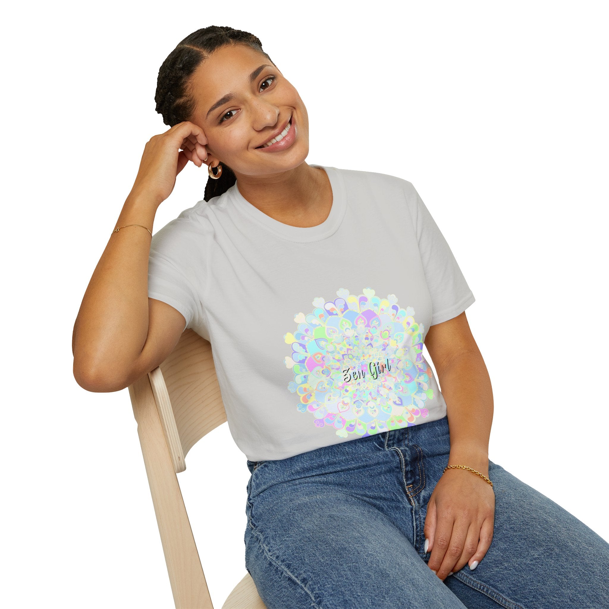 Mandala T-shirt with a mix of floral and geometric elements