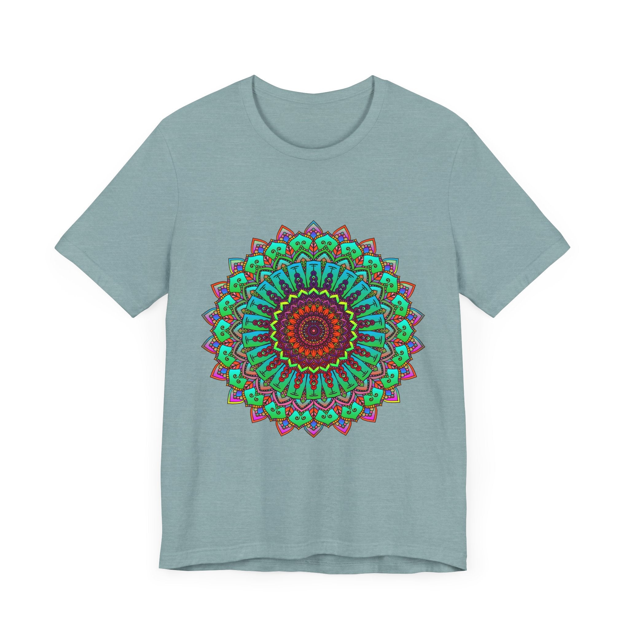 Vibrant Mandala Tee featuring a colorful and intricate spiritual art design