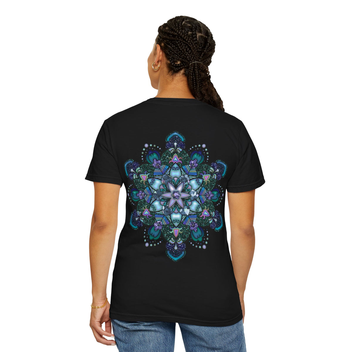 Mandala T-Shirt – Blue Purple Boho Geometric Floral Design
