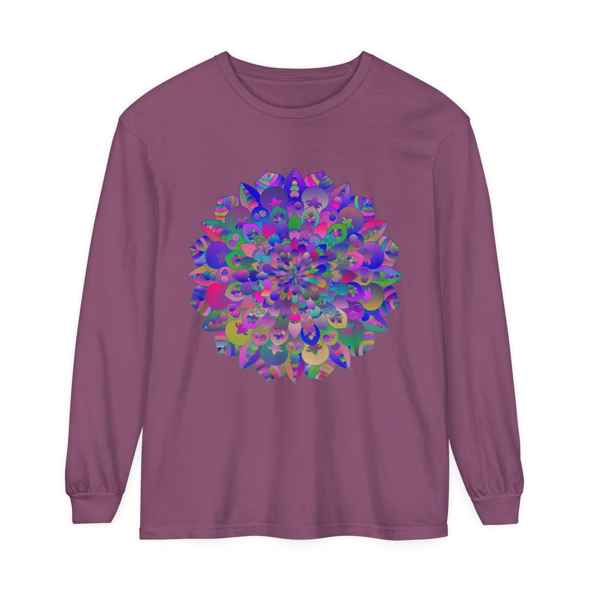 Colorful and intricately designed Vibrant Mandala Long Sleeve T-Shirt for women