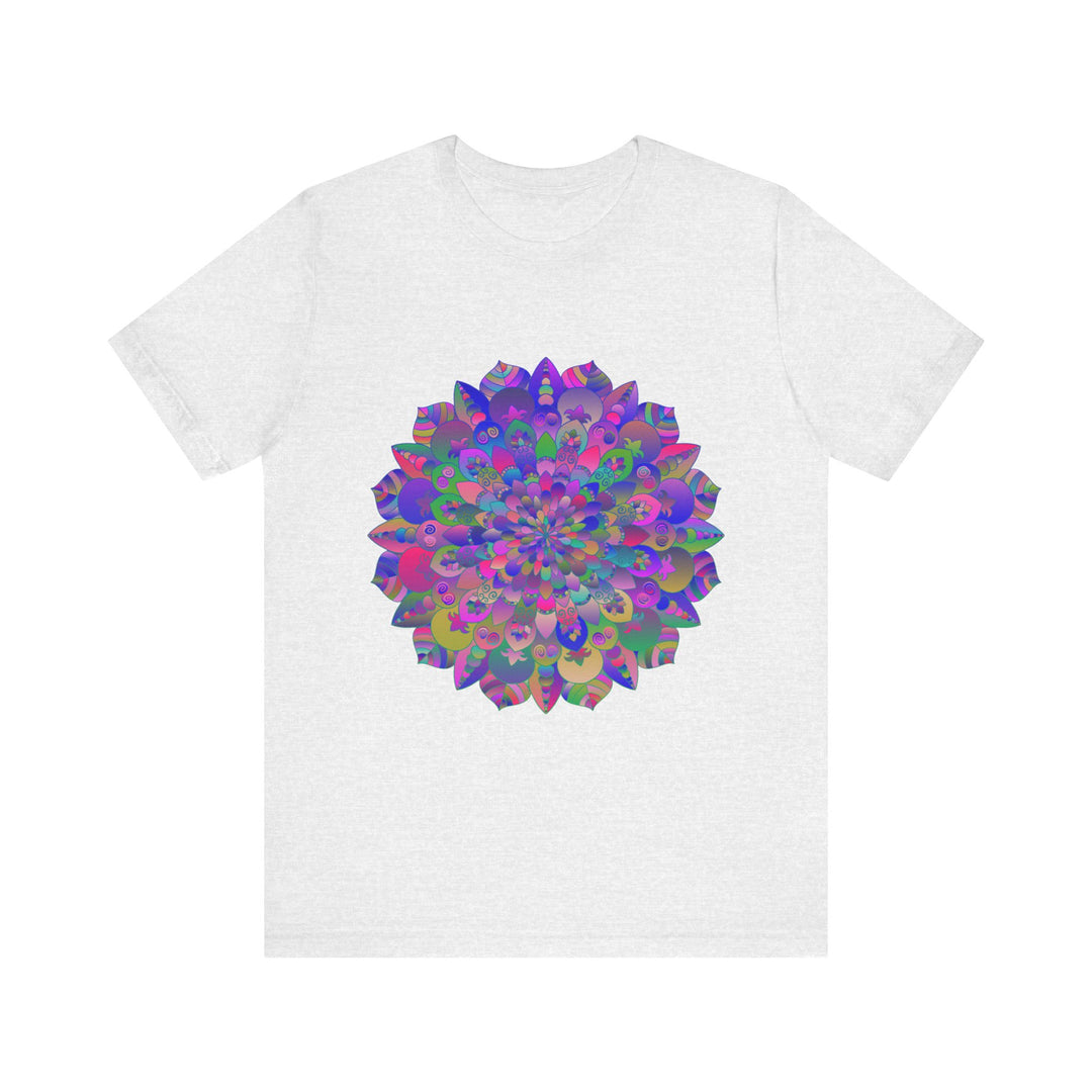 Vibrant Mandala T-Shirt featuring spiritual art with intricate, colorful design and unique pattern