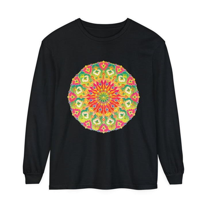 Colorful and detailed mandala design long sleeve t-shirt for vibrant style