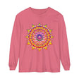 Colorful, intricate mandala design on a unisex long sleeve t-shirt