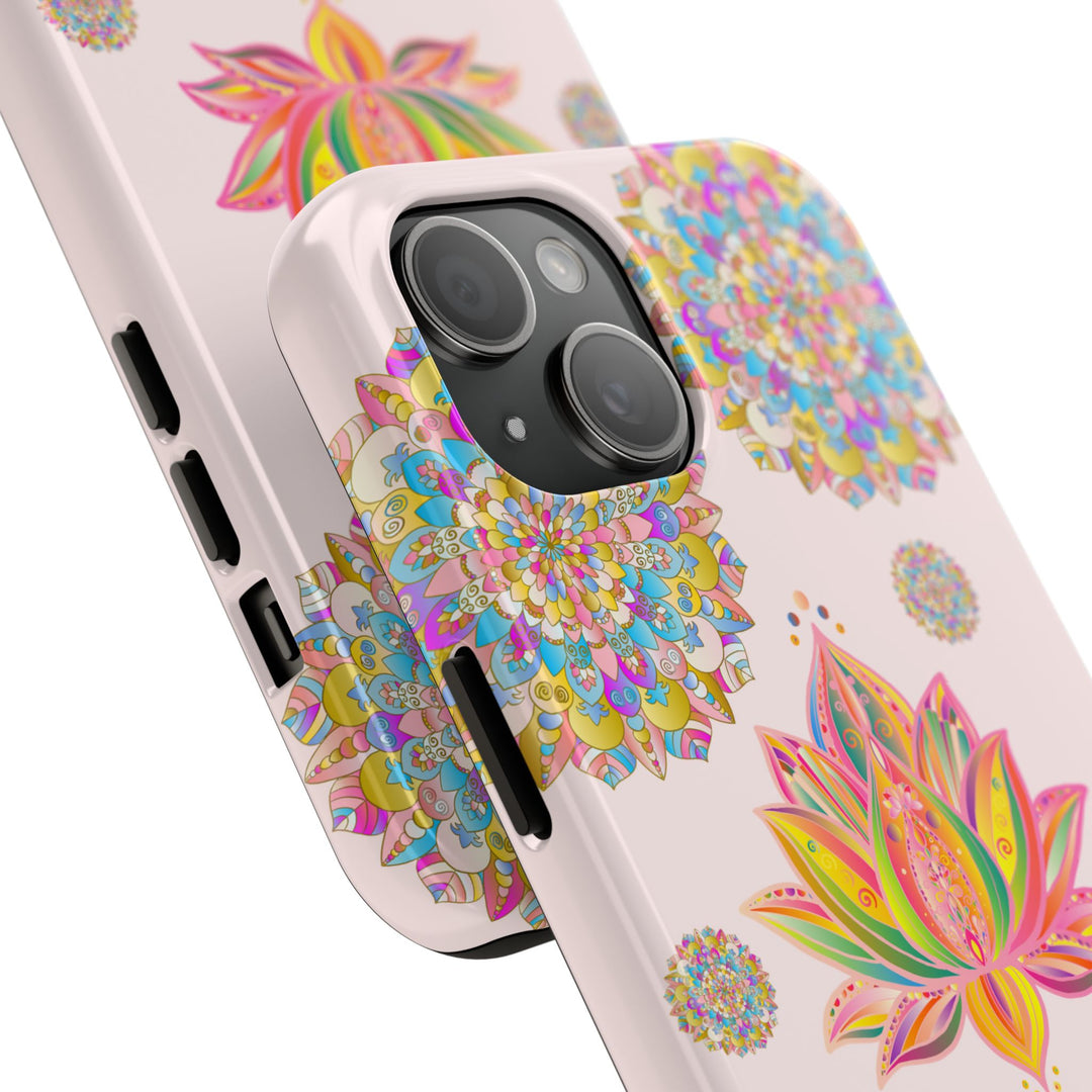 Beautiful light pink lotus flower mandala design phone case for protection and style