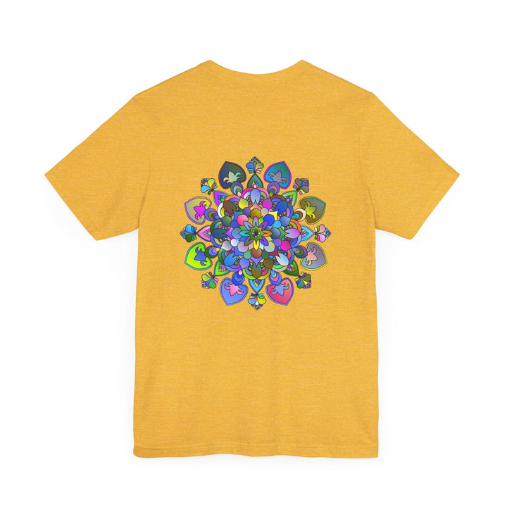 Colorful mandala design tee promoting peace and tranquility