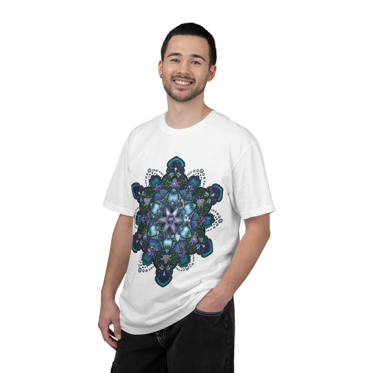 Mandala T-Shirt – Blue Purple Boho Geometric Floral Design