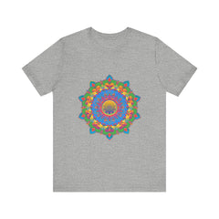 Vibrant and detailed mandala design t-shirt with an array of colorful patterns