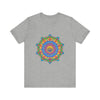 Vibrant and detailed mandala design t-shirt with an array of colorful patterns