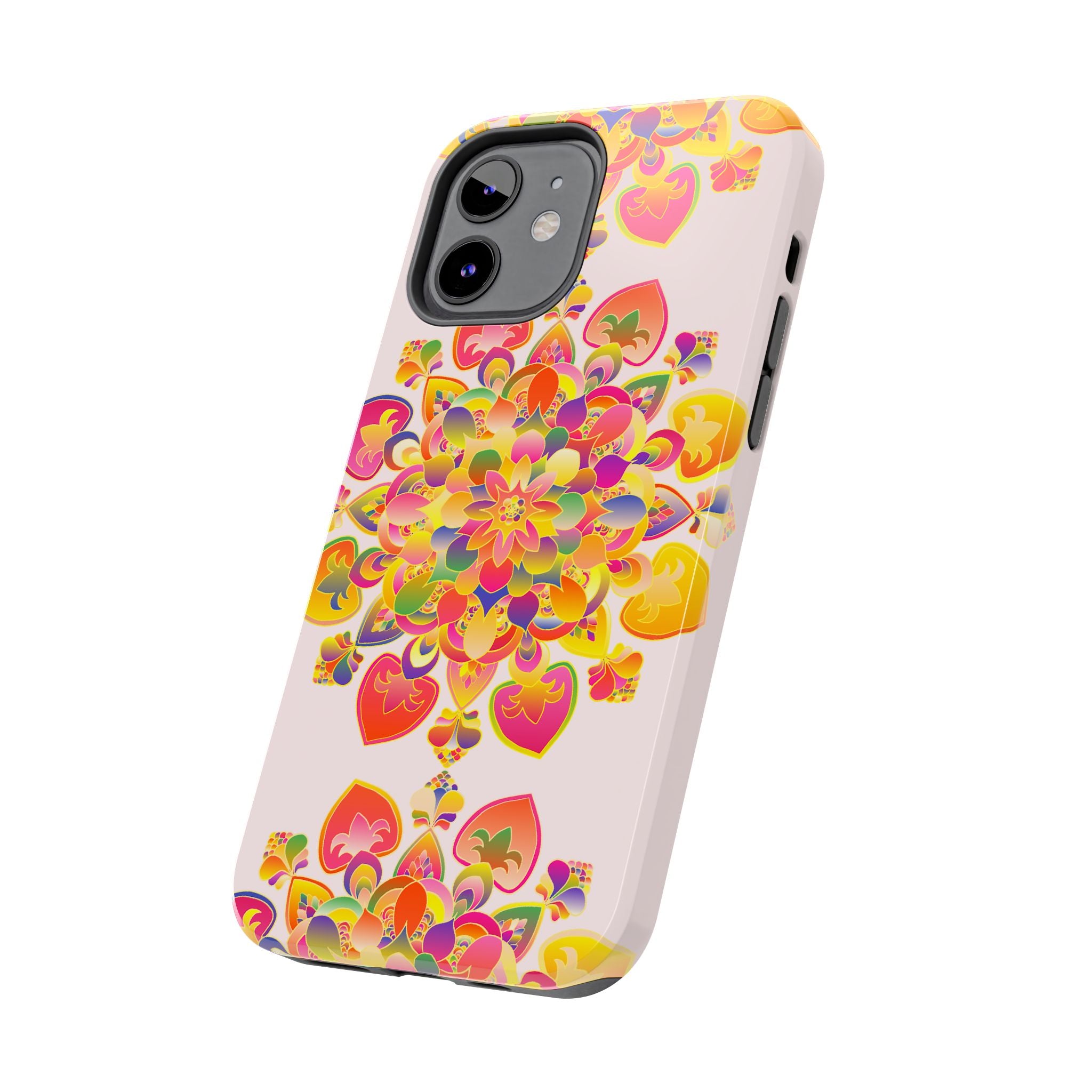 Hand drawn Mandala Art phone case with intricate and colorful design