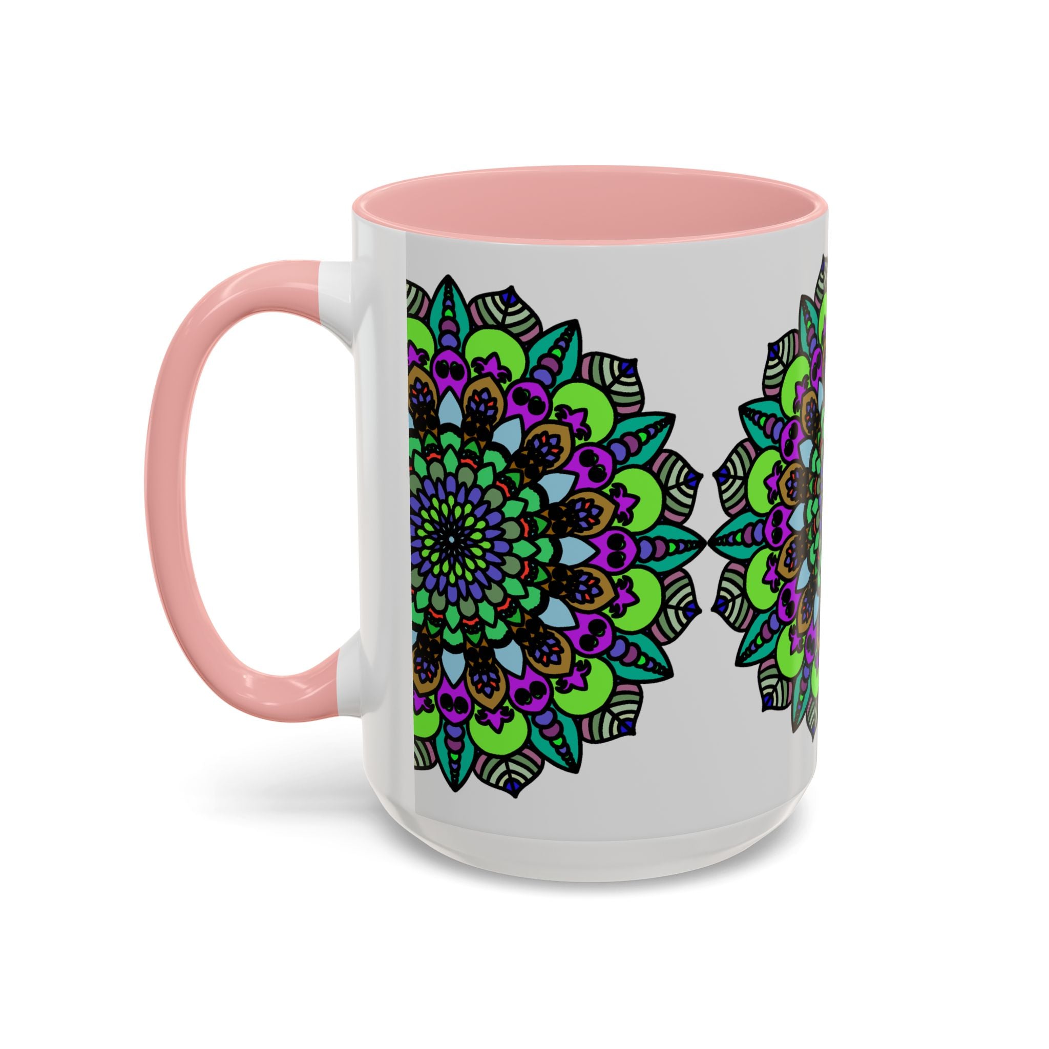 Colorful and intricate mandala art mug with beautiful and vibrant colors