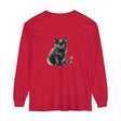 Black Cat Watercolor T-Shirt with Green Eyes design, perfect for cat lovers