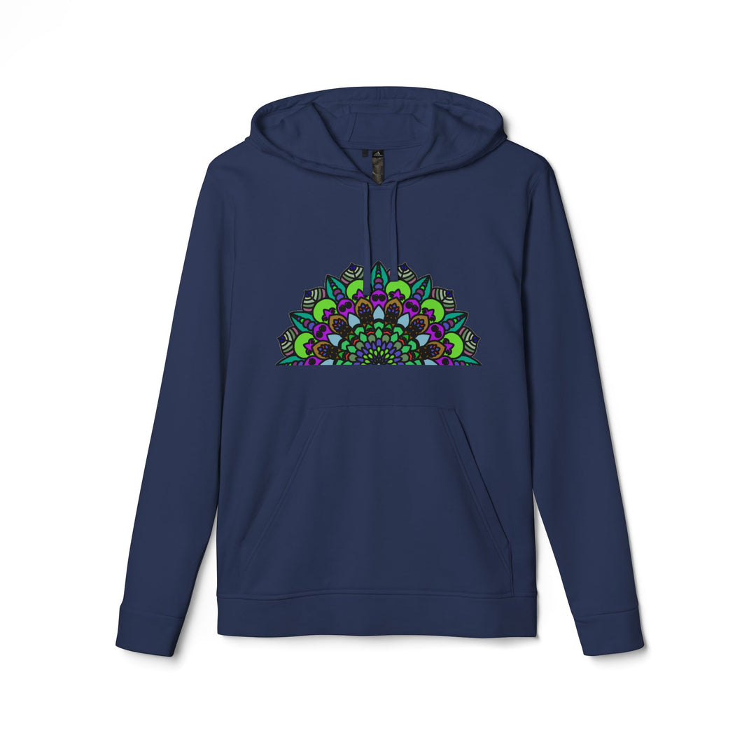 Psychedelic Mandala Adidas Fleece Hoodie featuring vibrant and intricate mandala design, perfect for cozy and stylish winter wear