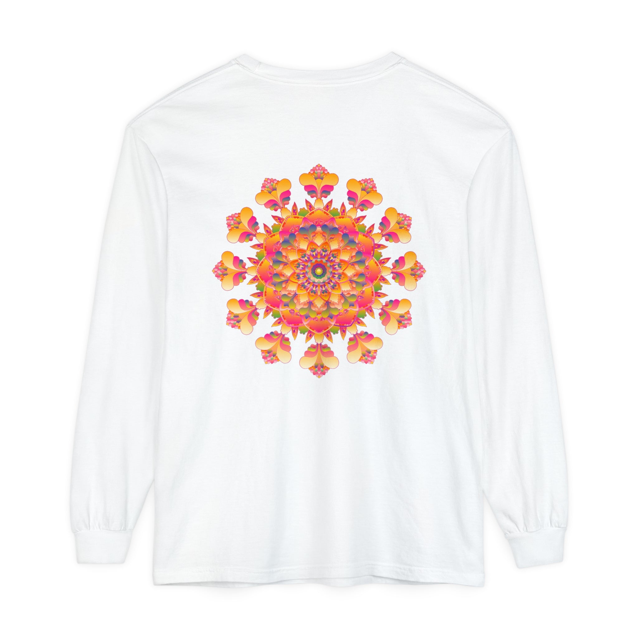 Colorful and intricate mandala design long sleeve unisex t-shirt for vibrant personalities