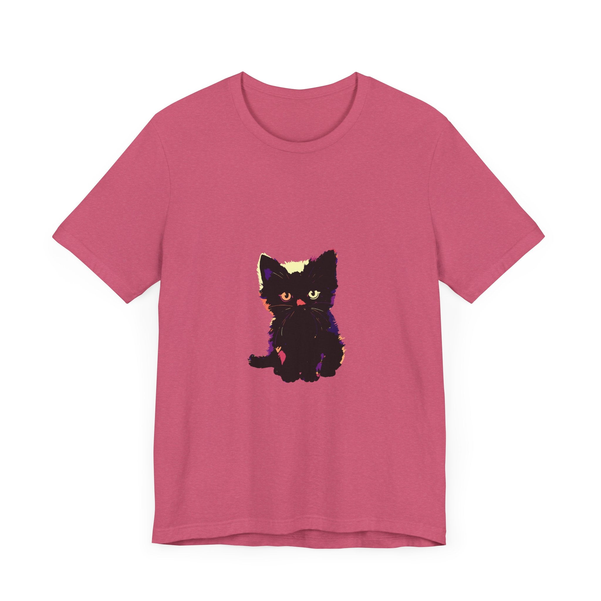 Adorable black cat graphic tee with a cute feline design