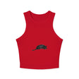Black Cat Sleep Racerback Tank Top - Women's comfy and cute sleeveless top with a black cat design perfect for lounging and sleeping